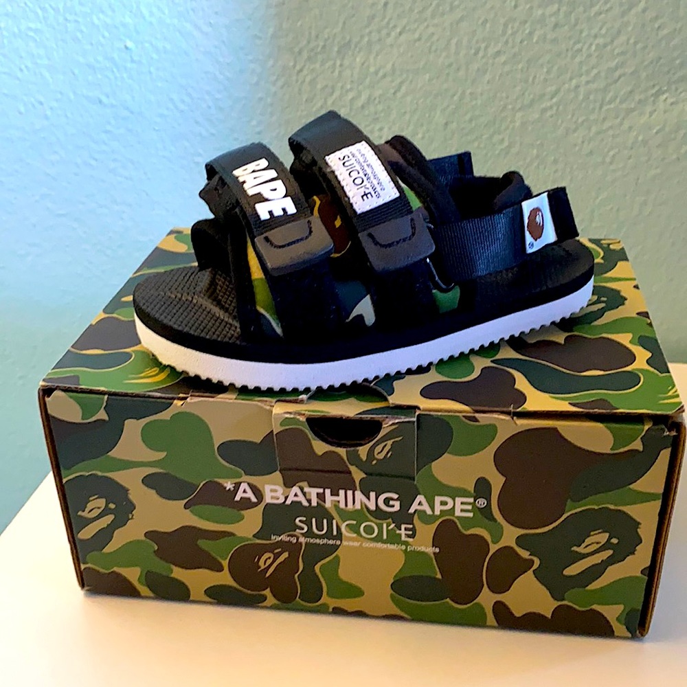 A bathing ape kids authentic designer sandals